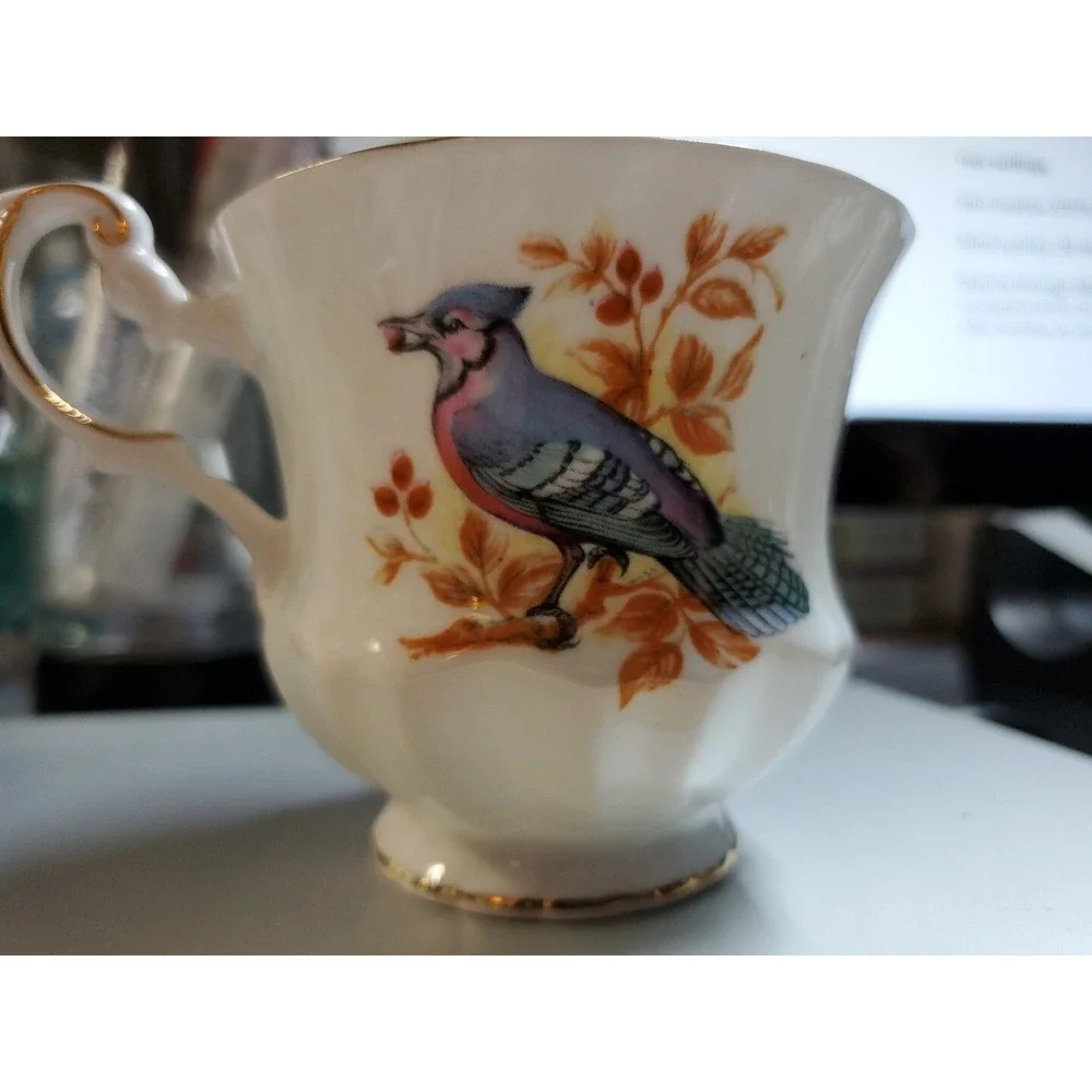 Vintage Royal Dover Bluejay Fine Bone China Teacup‎ Replacement Pair